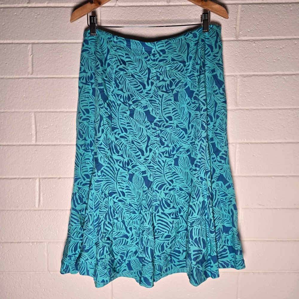 Nomadic Traders Skirt Large Palm Rayon Midi Coastal Boho Beach Resort Bright‎